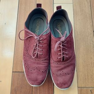 COLE HAAN Suede Leather ZeroGrand Oxford Wingtip Red - Price FIRM
